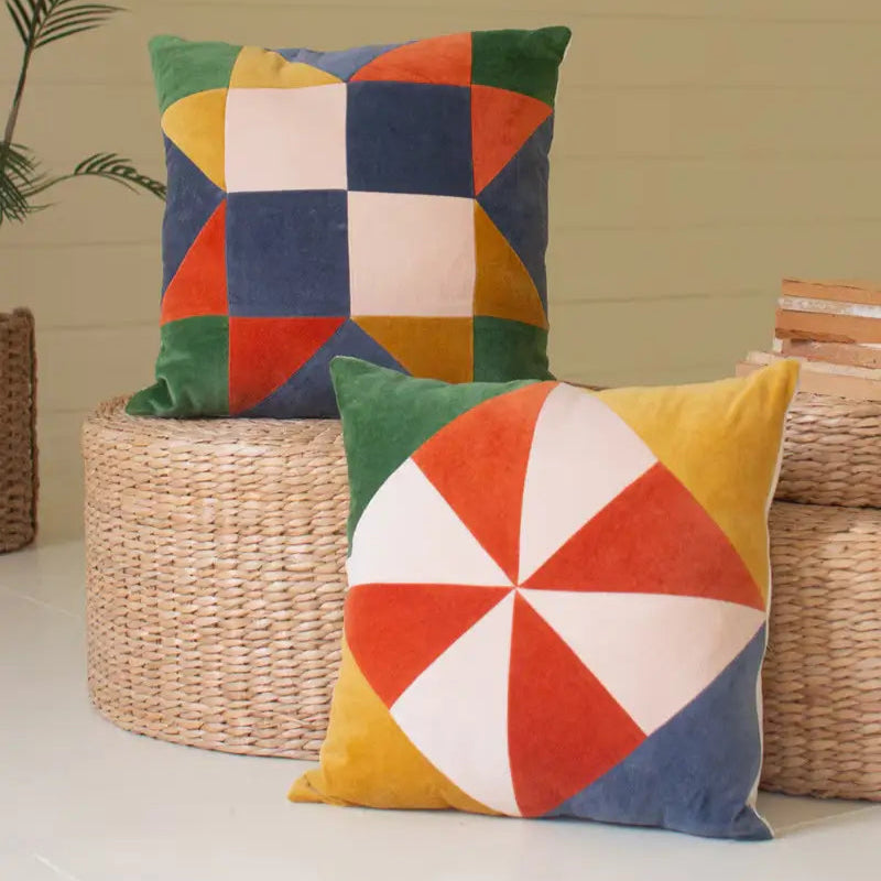 Velvet Patchwork Pillow Set
