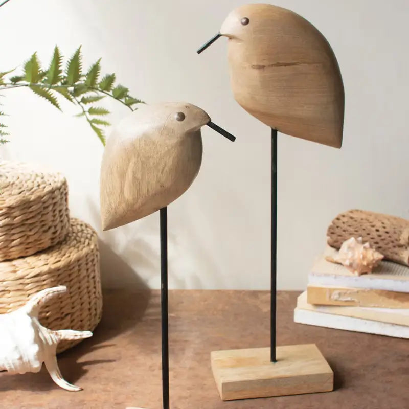 Mango Wood Shore Birds On Base Set