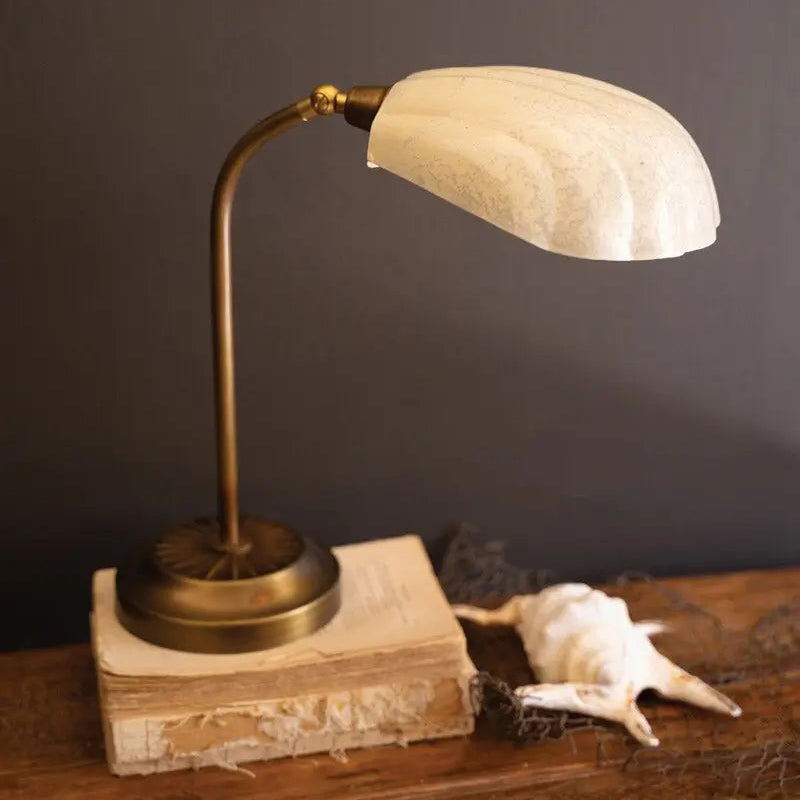 Antique Brass Shell Shade Table Lamp