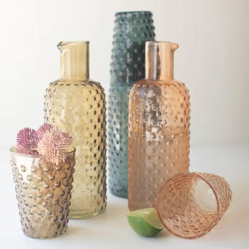 Bubble Glass Carafe With Tumbler Set