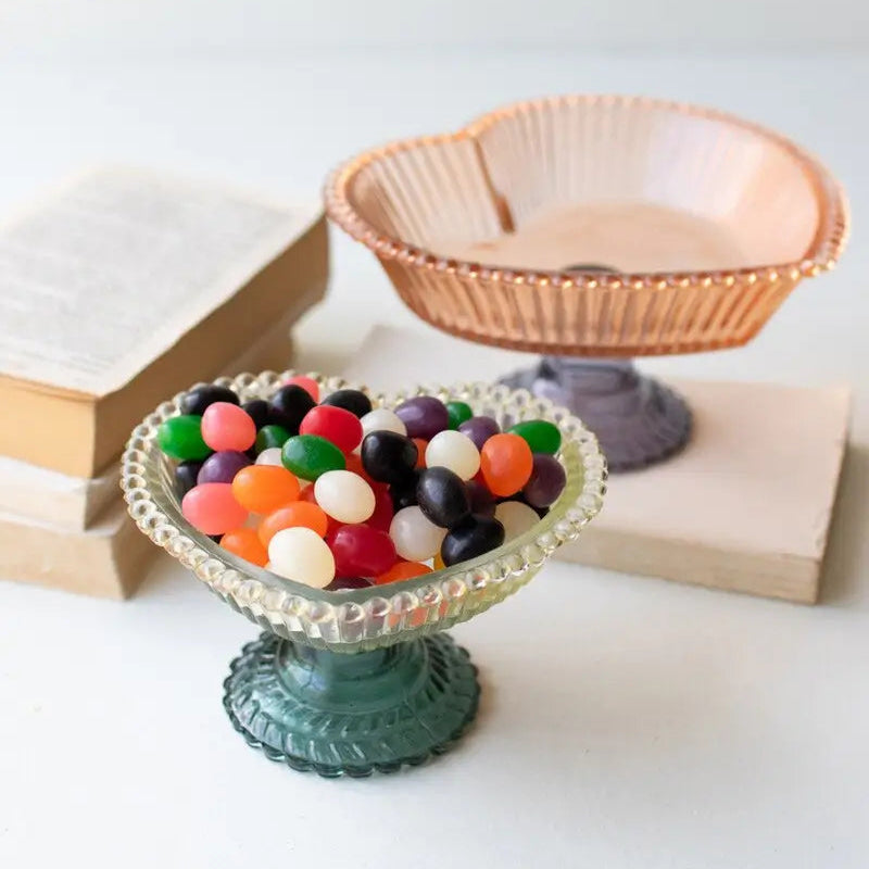 Glass Heart Compotes Set