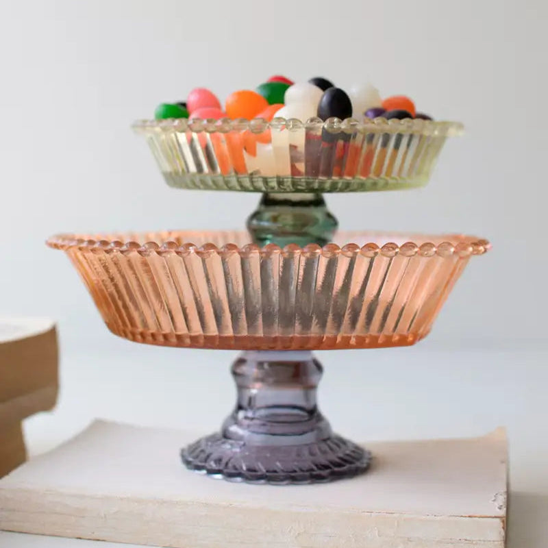 Glass Heart Compotes Set