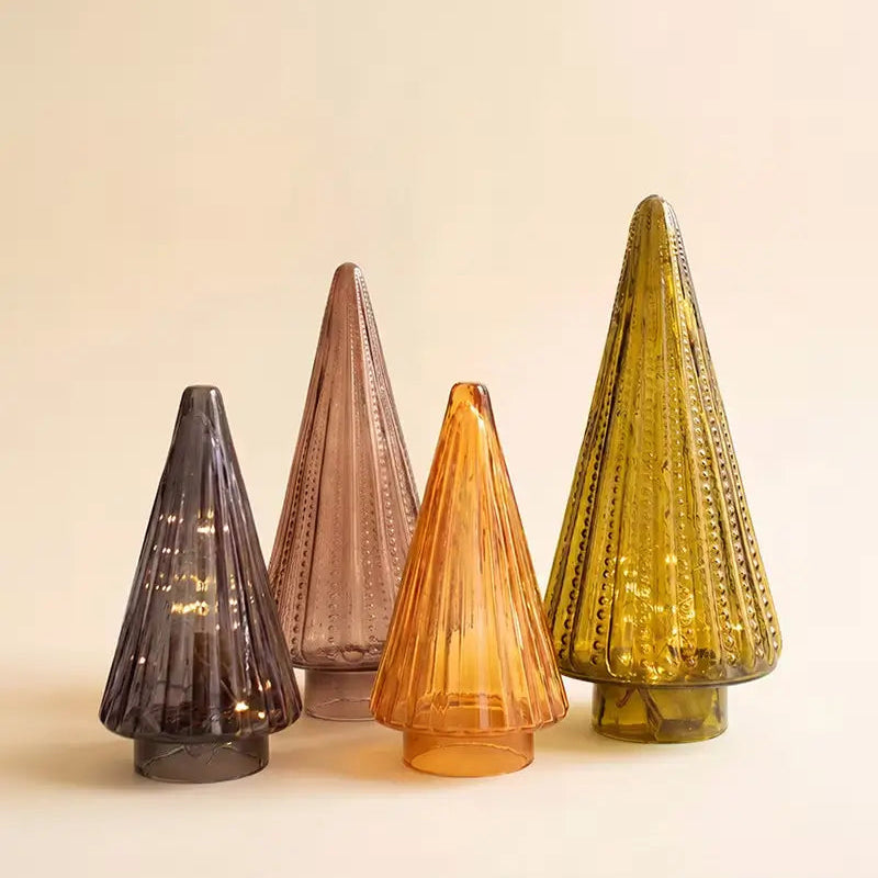 Multi Color Glass Christmas Tree Set