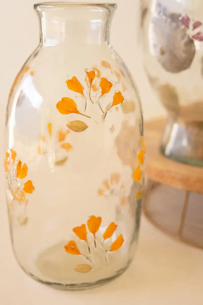Pressed Botanical Glass Vase Set