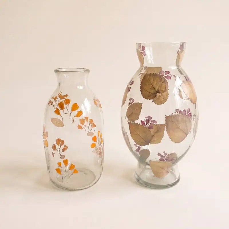 Pressed Botanical Glass Vase Set