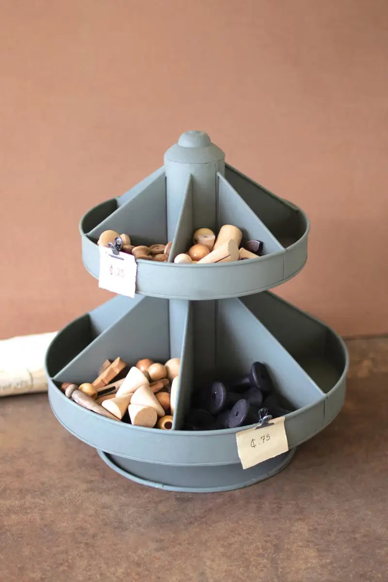 Two Tiered Round Metal Rotating Organizer