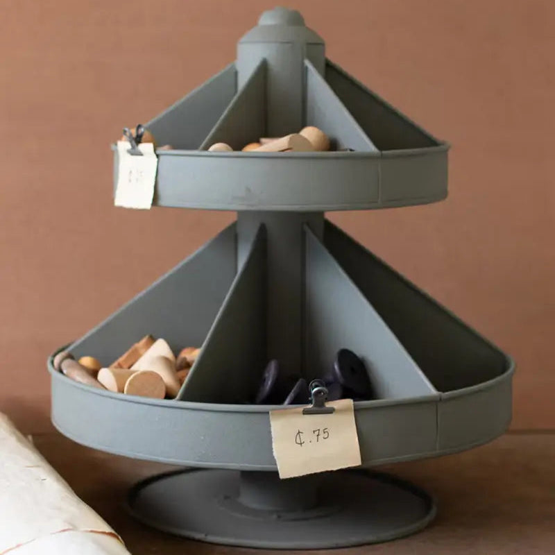 Two Tiered Round Metal Rotating Organizer