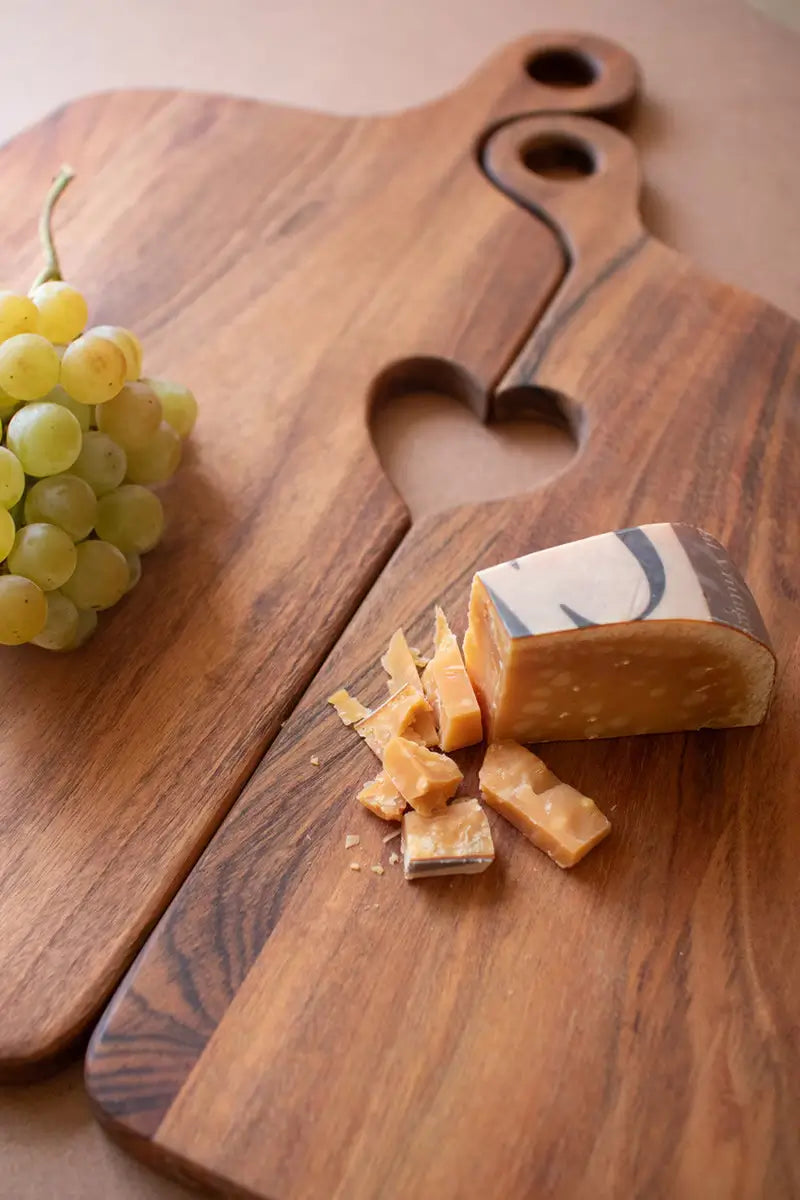 Wooden Heart Serving Board Set