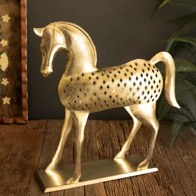 Antique Brass Horse Luminary