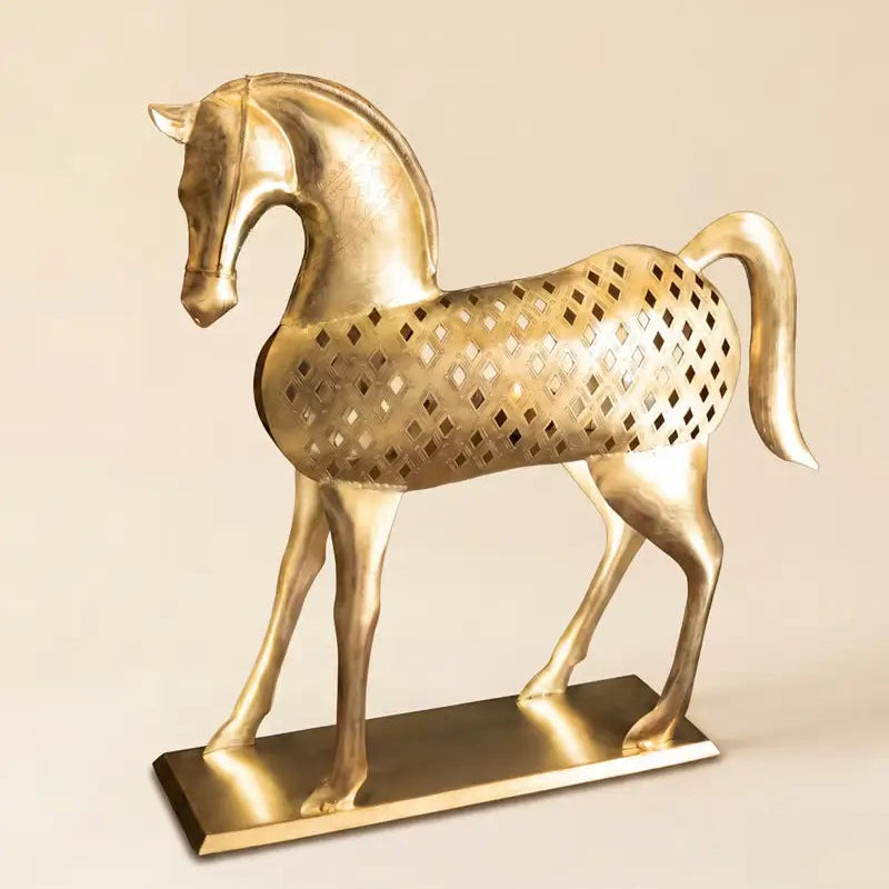 Antique Brass Horse Luminary