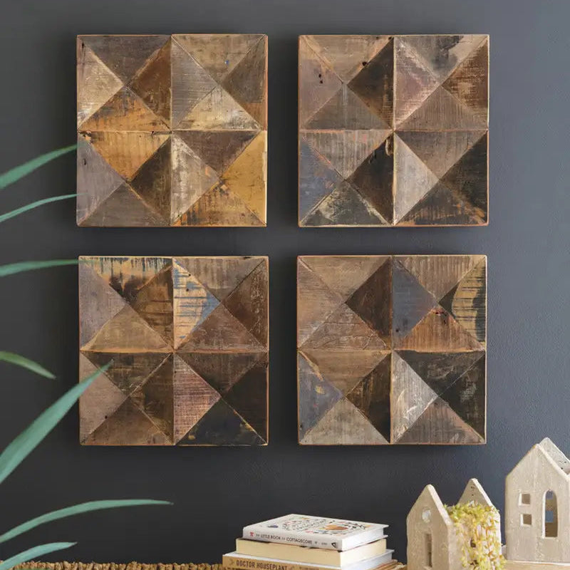 Recycled Wood Panel Wall Art Set
