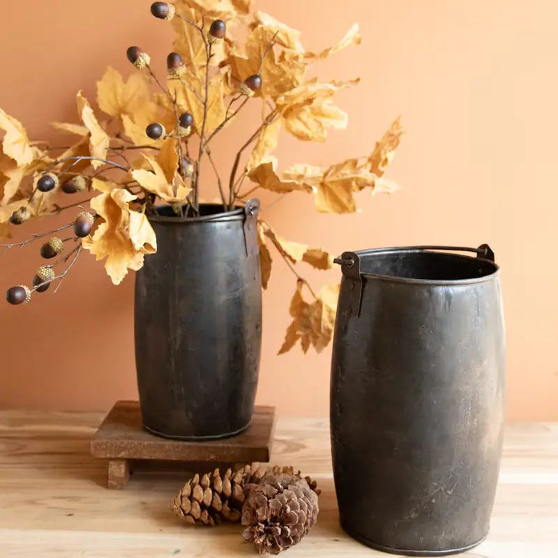 Hammered Recycled Iron Bucket Set