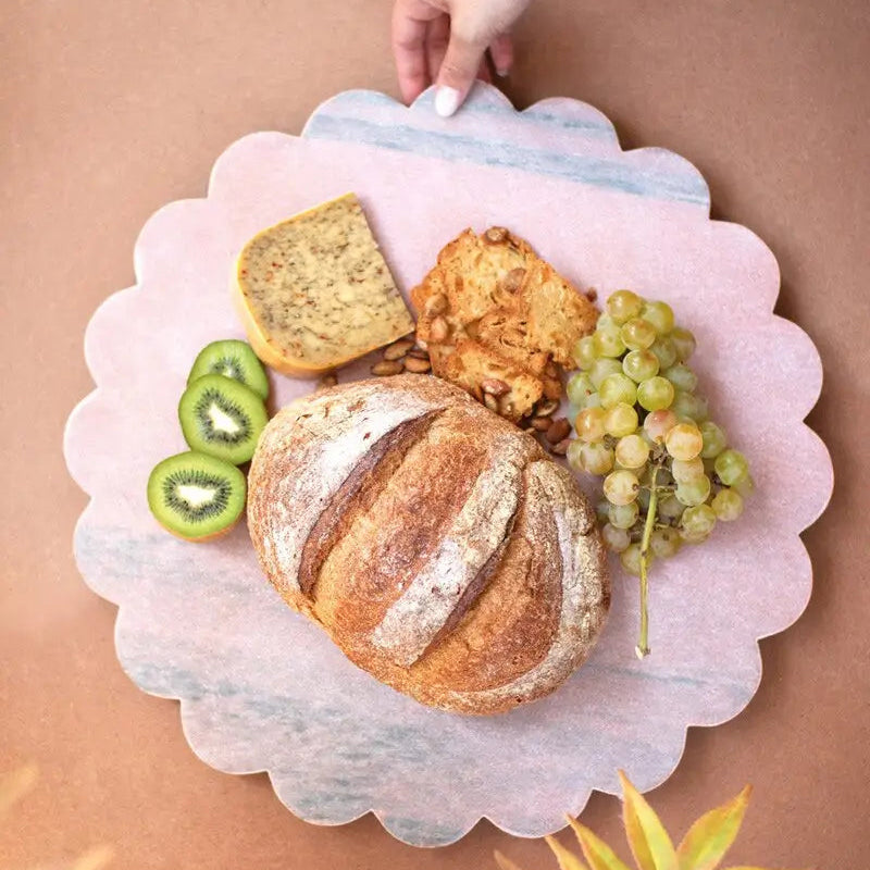 Scalloped Pink Marble Lazy Susan