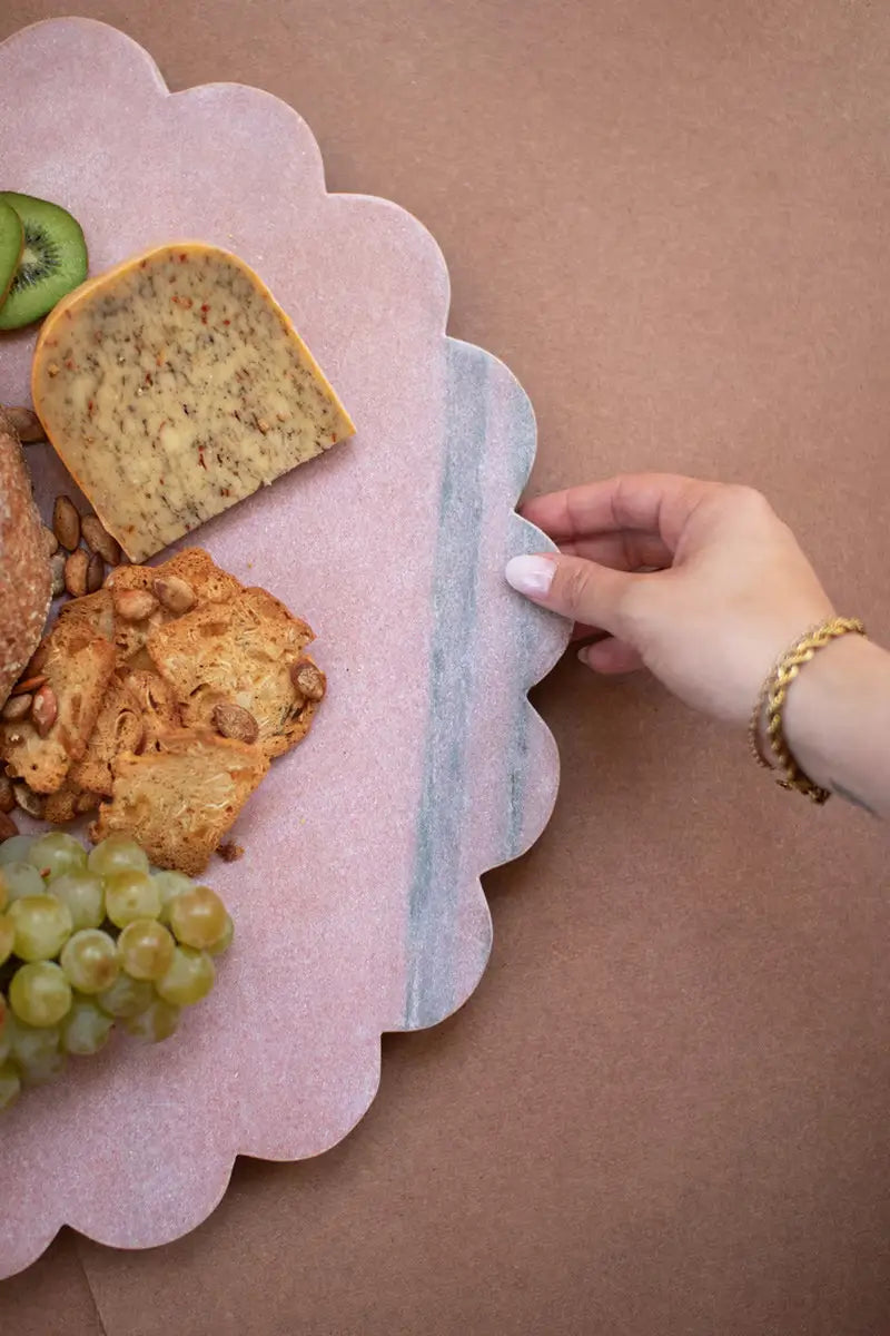Scalloped Pink Marble Lazy Susan