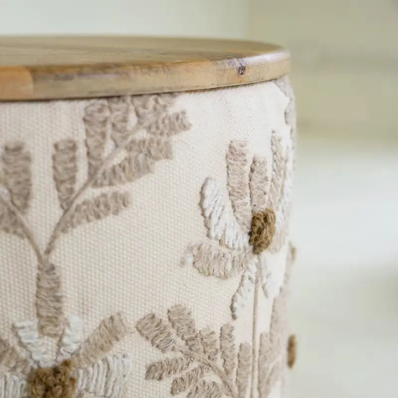 Embroidery Accent Mango Wood Top Table