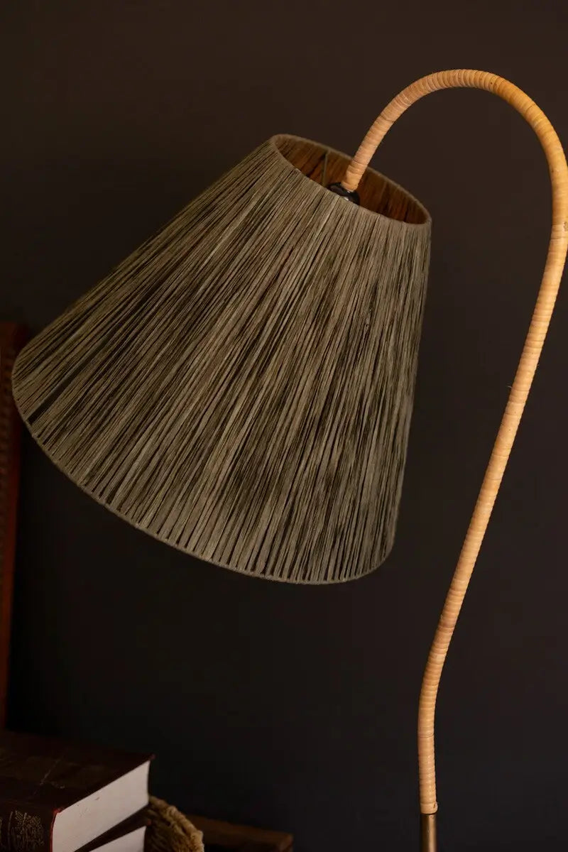 Rattan Wrapped & Raffia Shade Floor Lamp