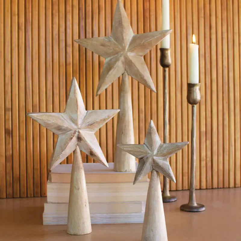 Whitewash Wooden Table Top Star Set