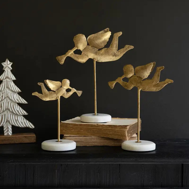 Tabletop Angels On Marble Bases