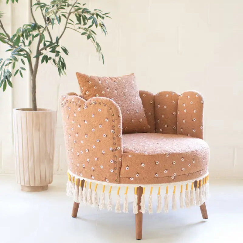 Upholstered Circle Chair With Tassels