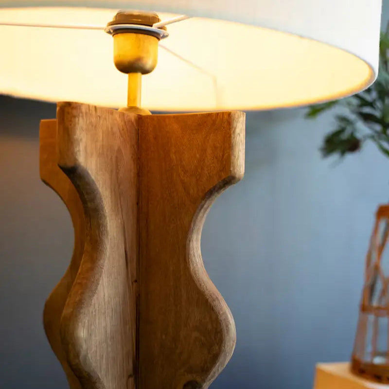 Wavy Mango Wood Table & Floor Lamp