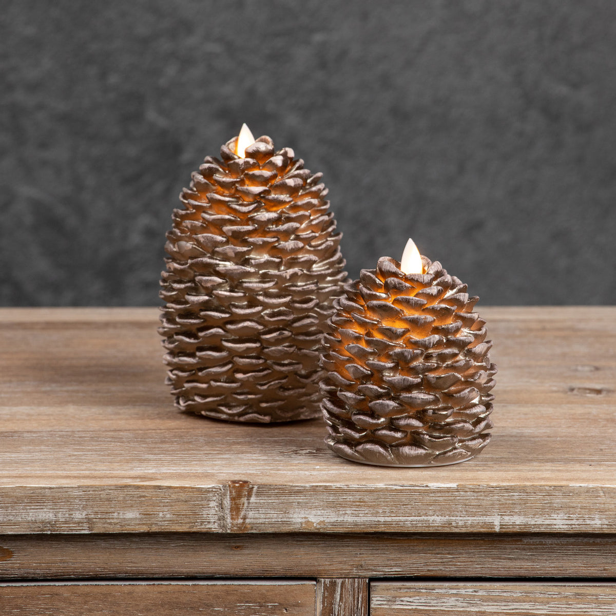 Brown Moving Flame Pinecone Candle