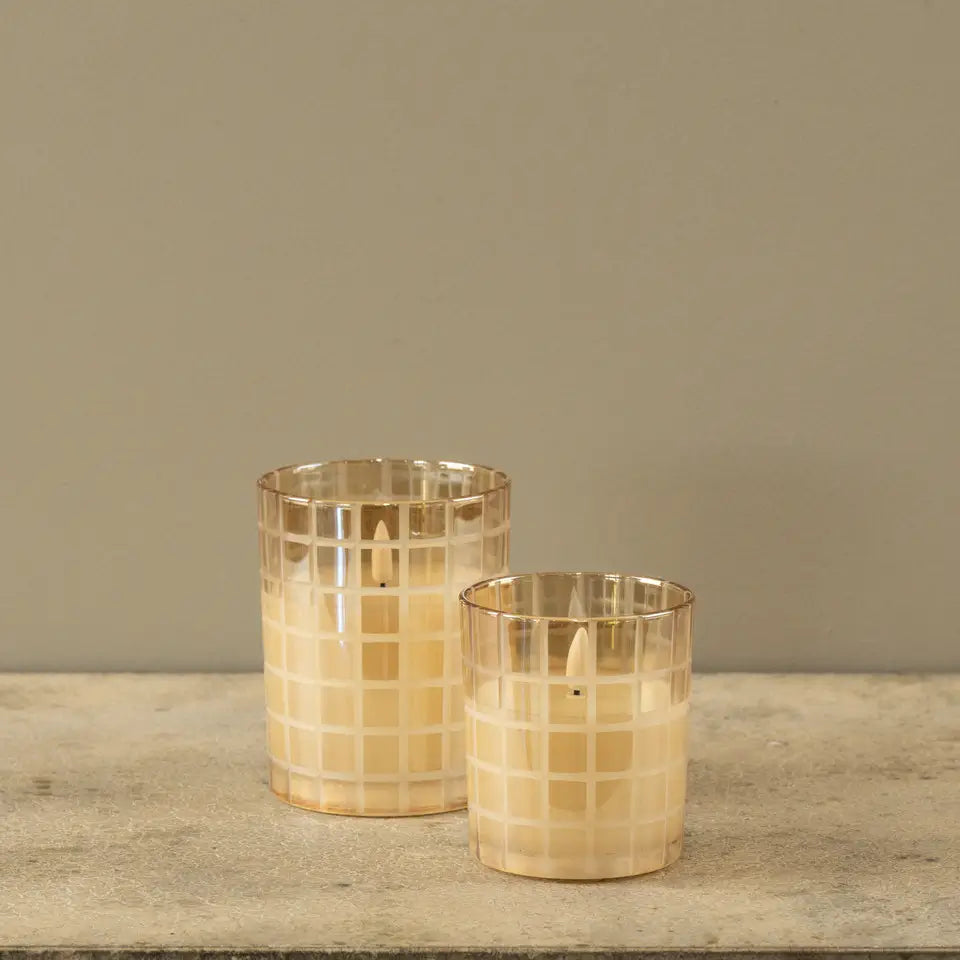 Etched Grid Champagne 3D Flame Candle