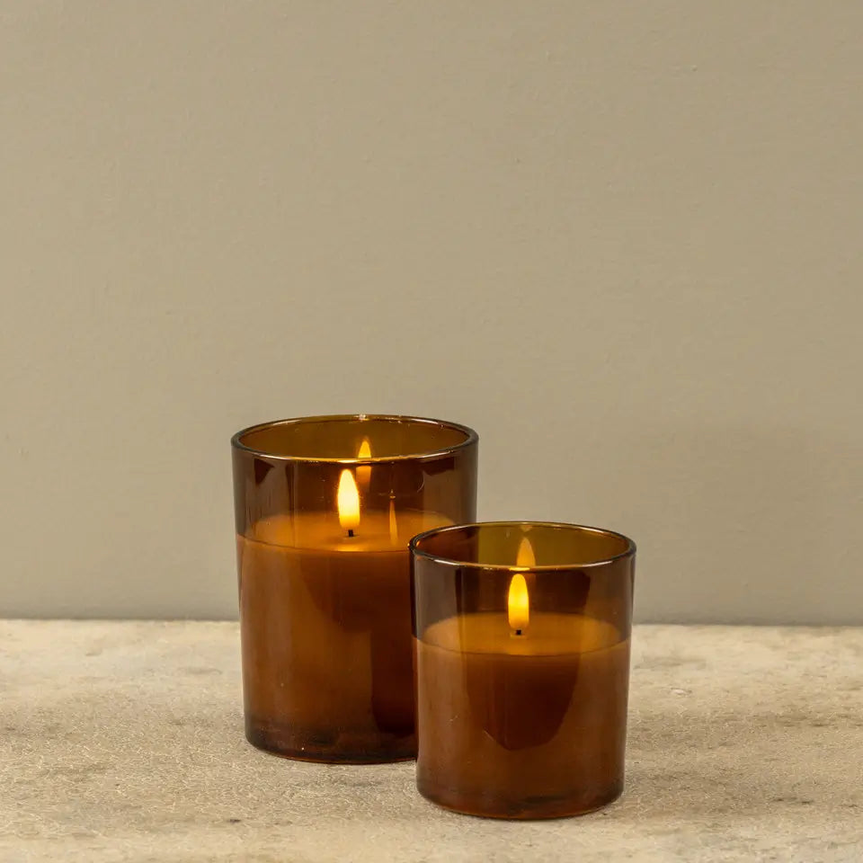 Amber Thick Glass 3D Flame Candle