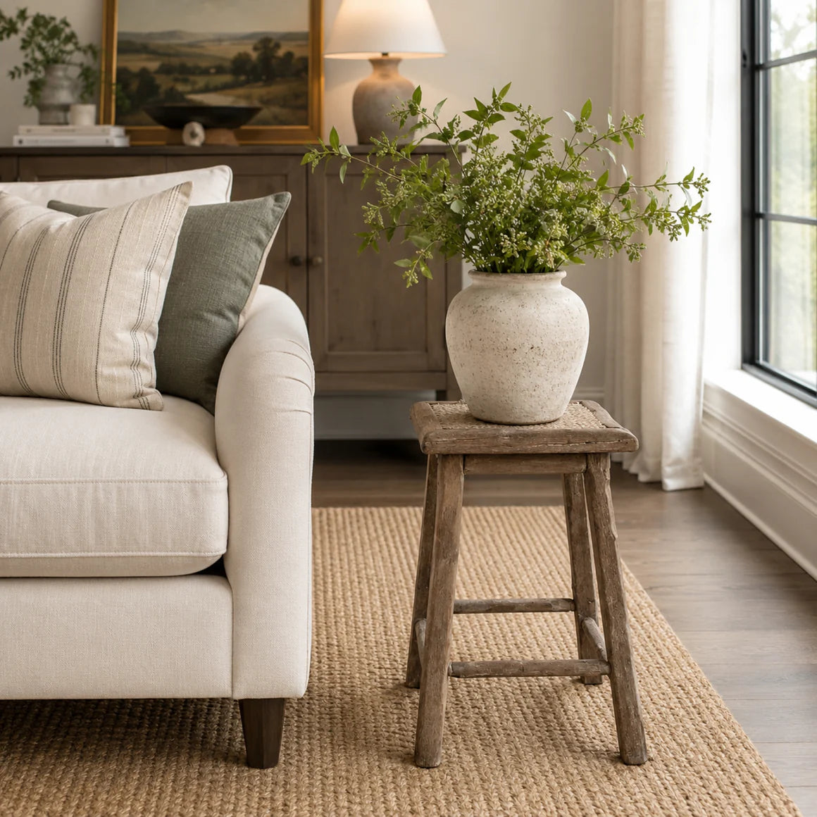 Rustic Rattan Stool