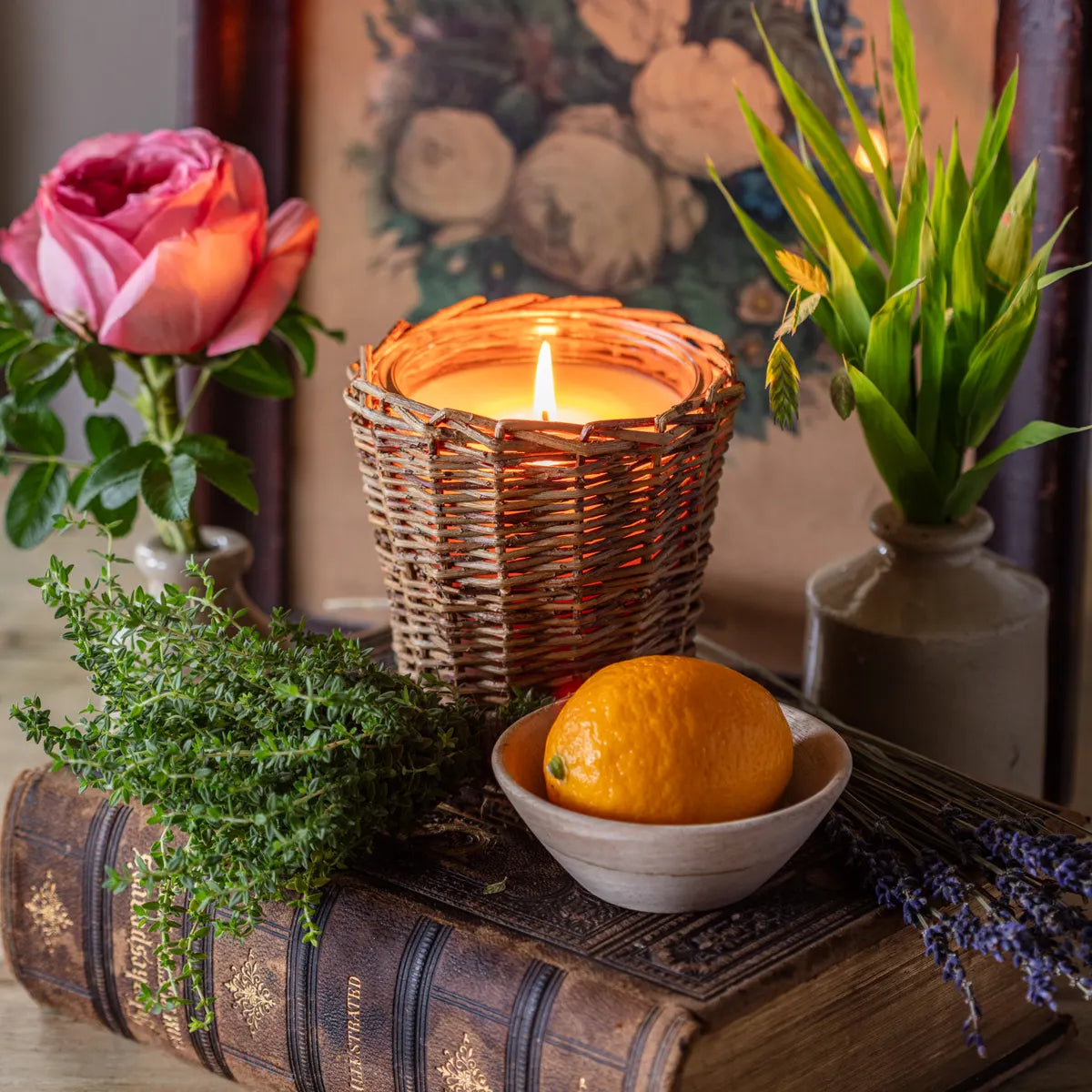 English Rose & Thyme French Willow Candle