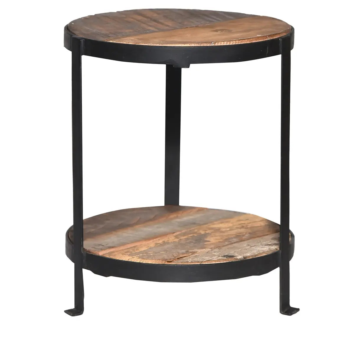 Two Tier Iron & Rustic Wood Stand