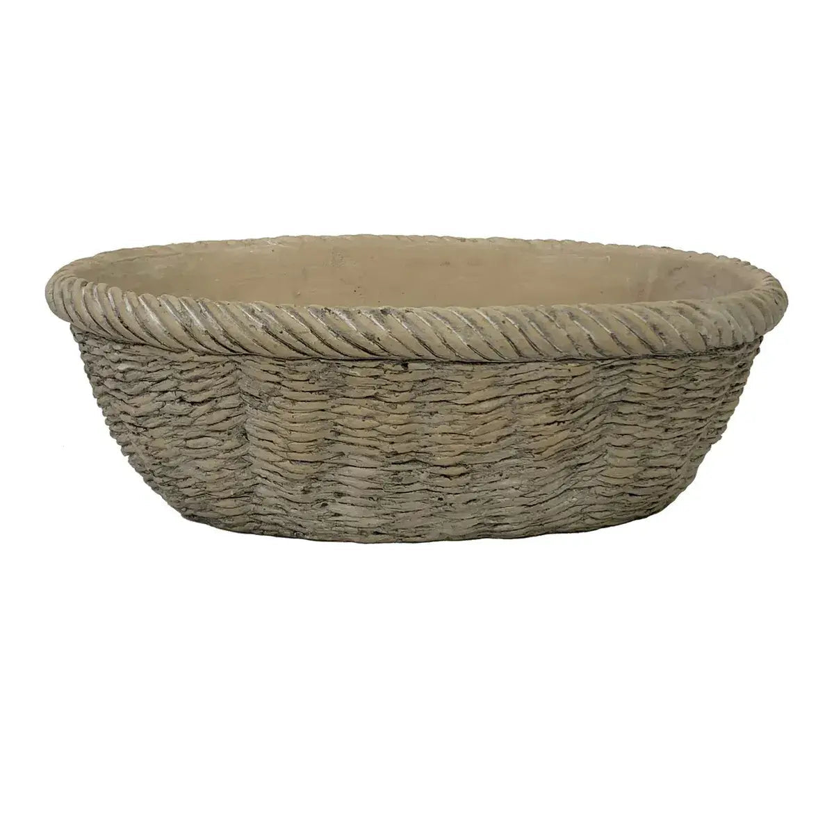 Cement Faux Low Basket Planter Set