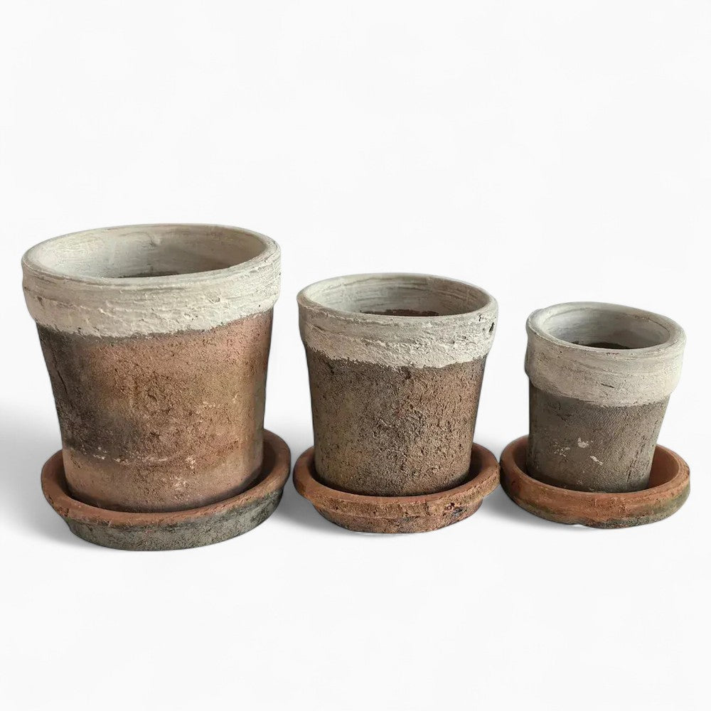 Collier Antiqued Red Herb Pot With Saucer Set