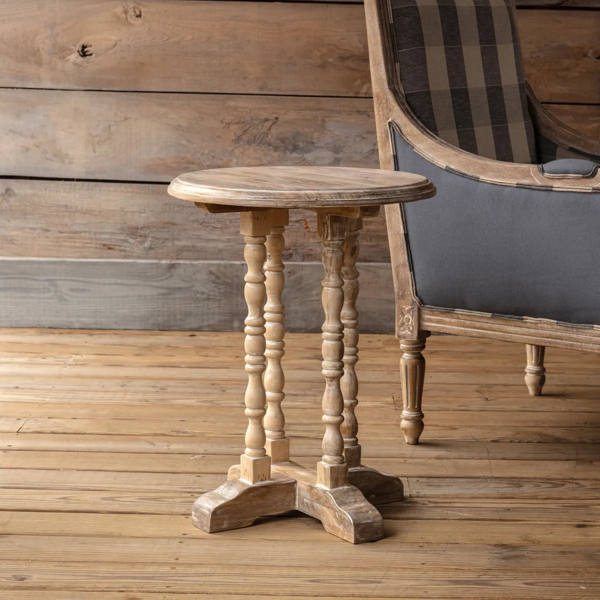 White Washed Spindle Side Table