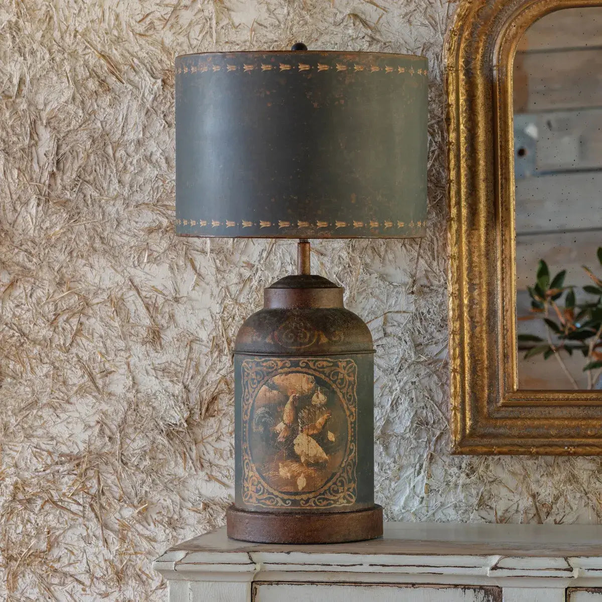 French Farm Tole Lamp Set