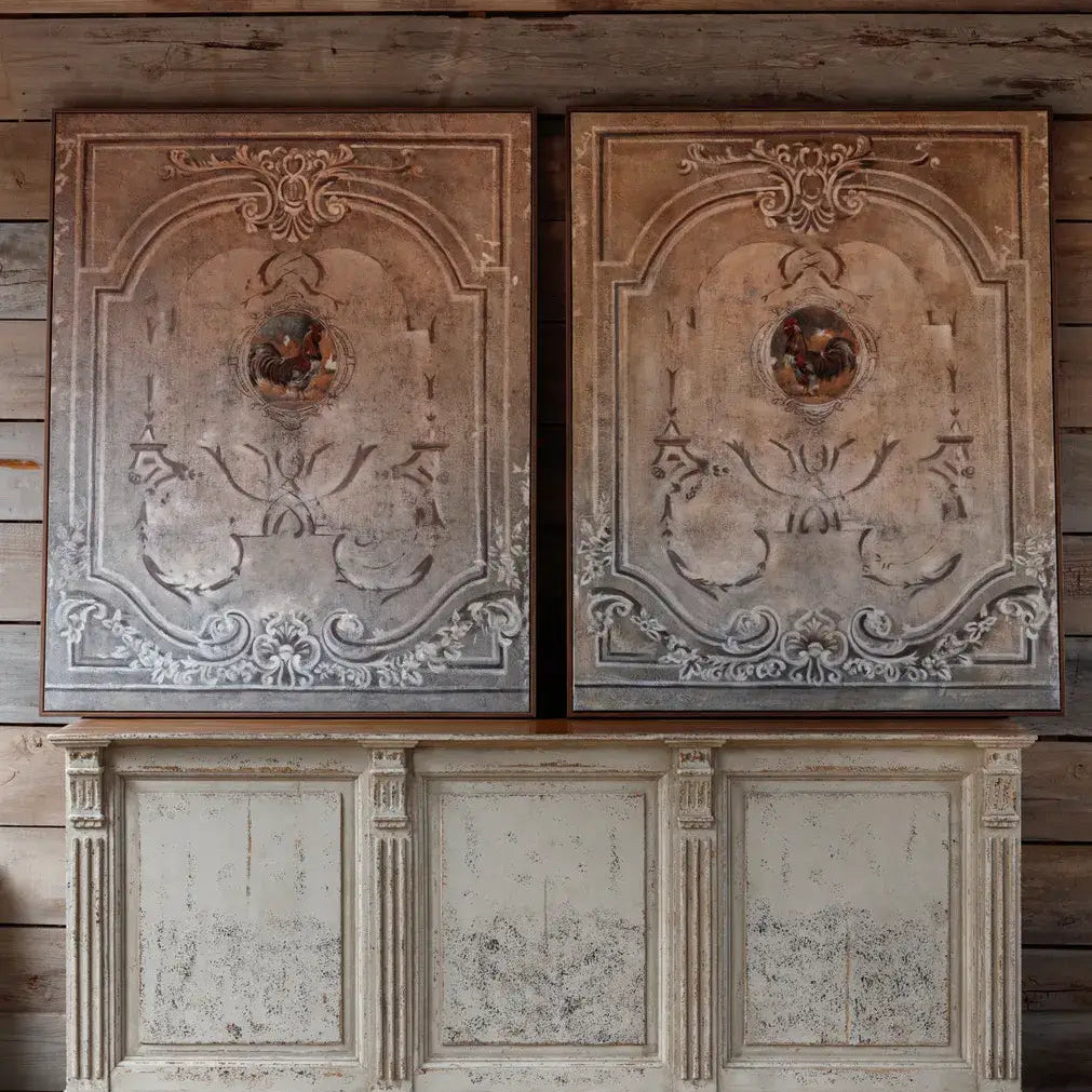 Framed Rooster Fresco Remarque Set