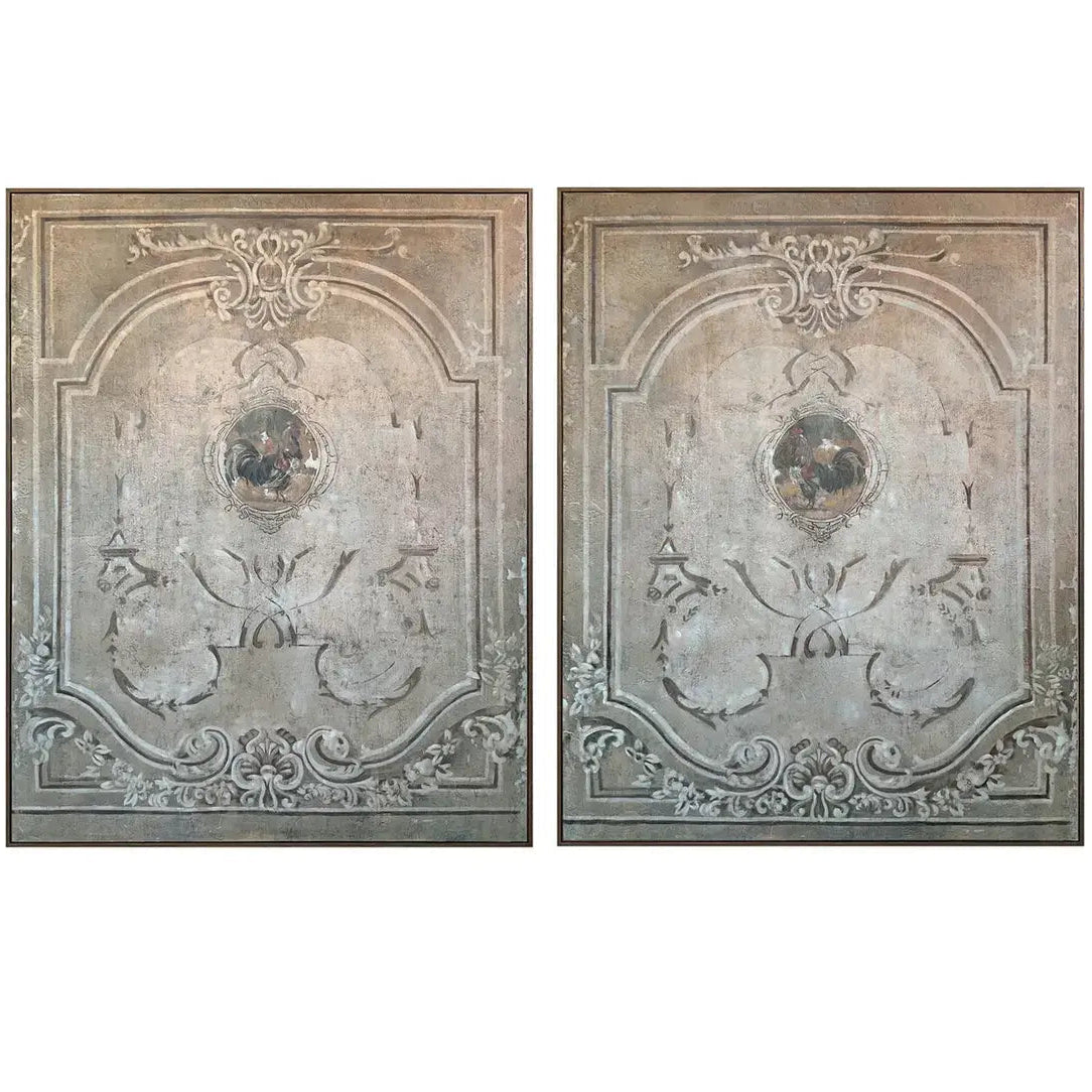 Framed Rooster Fresco Remarque Set