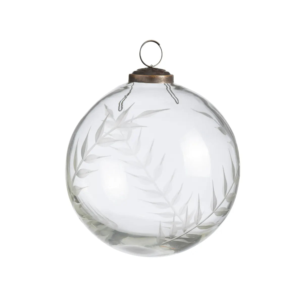 Clear Etched Laurel Glass Ornament Set