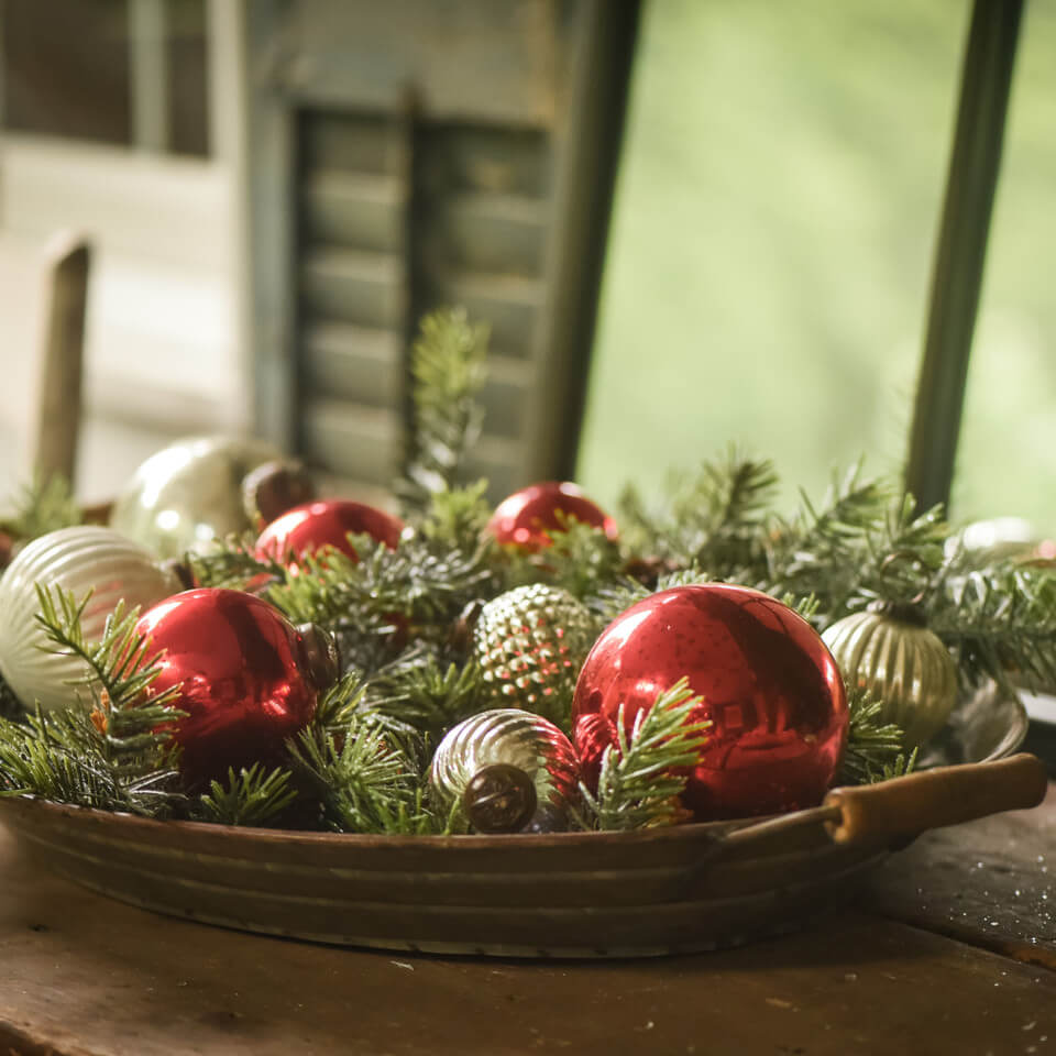 Red Mercury Glass Ball Ornament