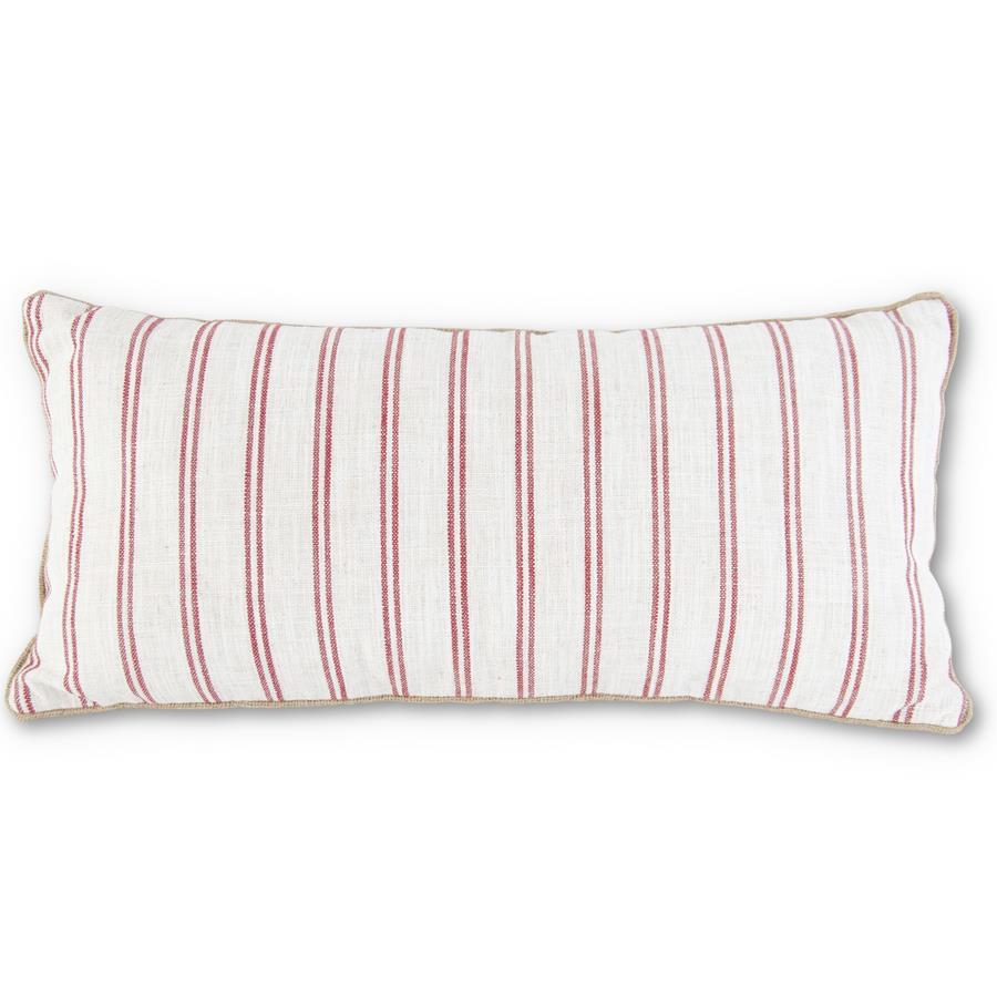 Red Ticking Stripe Lumbar Pillow