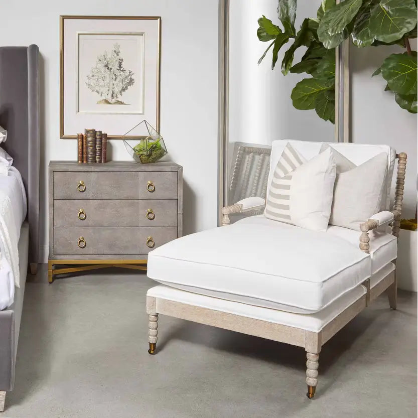 Rouleau Chaise Lounge, LiveSmart Gellar Linen, Natural Gray Oak