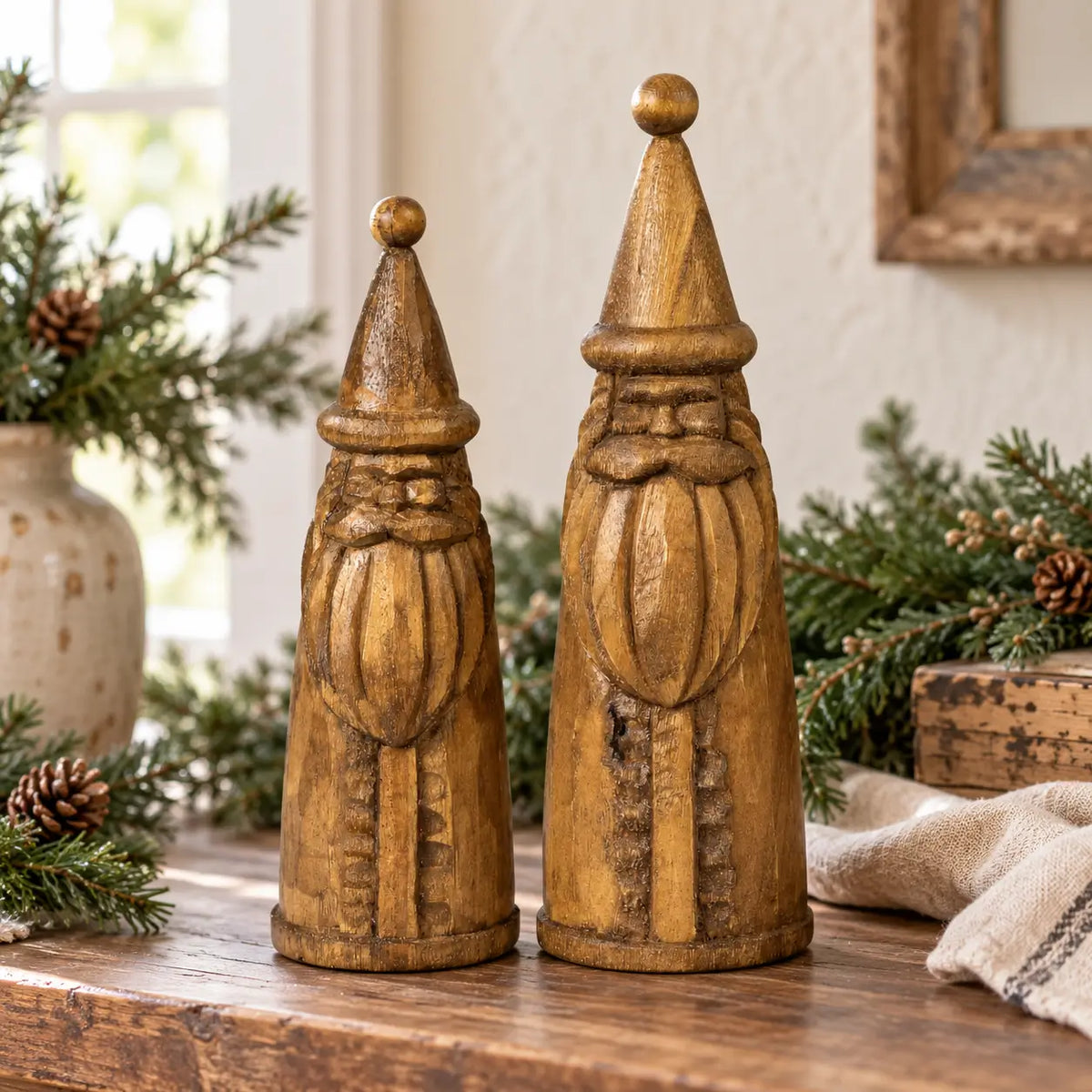 Carved Wood Santa