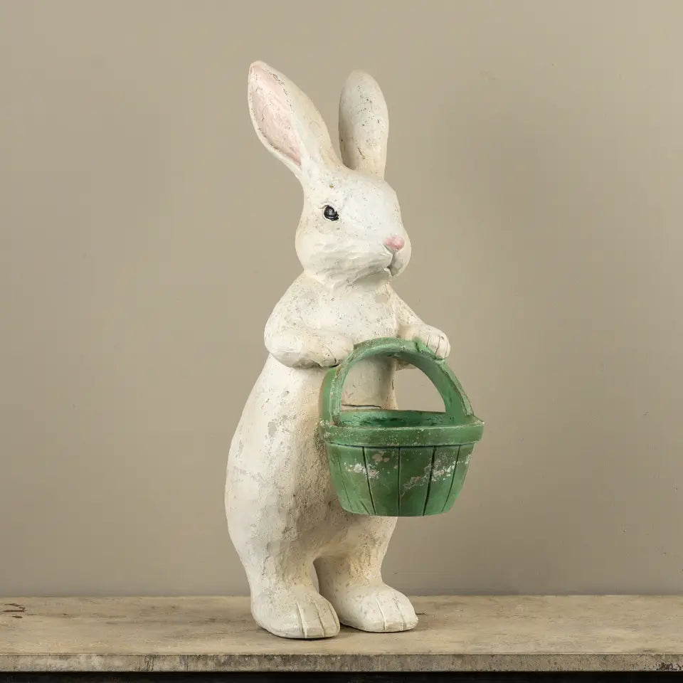 Textured Bunny With Green Basket