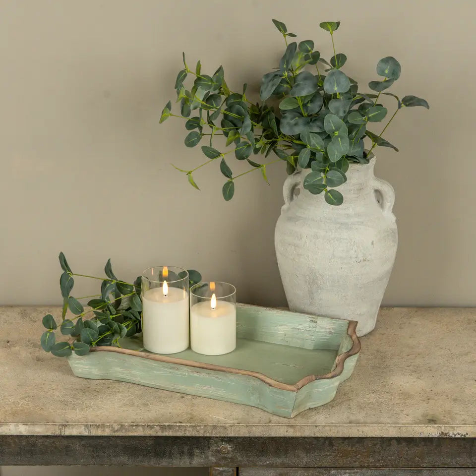 Aged Green Wooden Tray