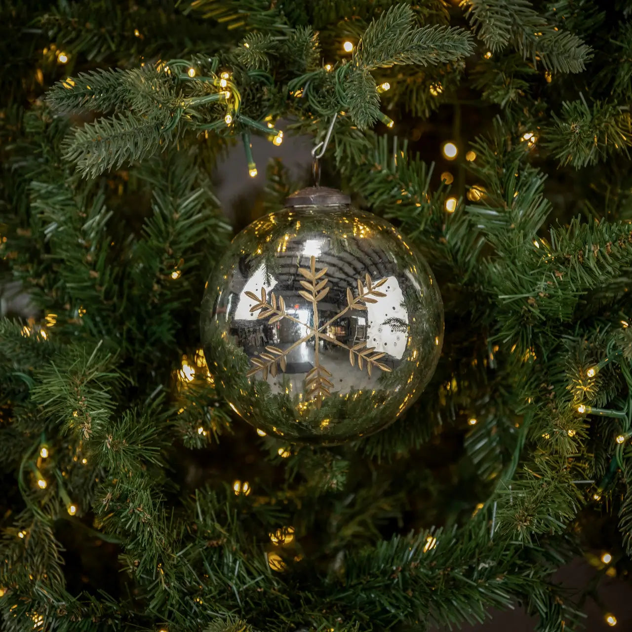 Silver & Gold Snowflake Kugel Ornament