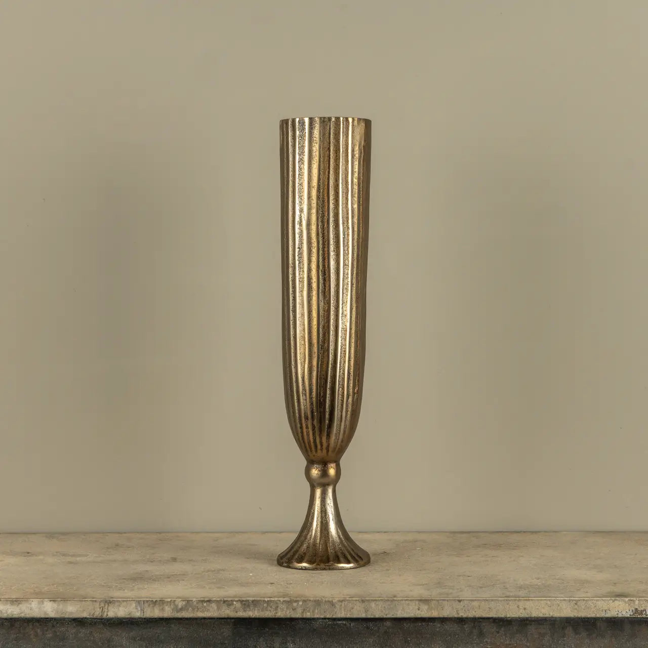 Gold Ribbed Vase