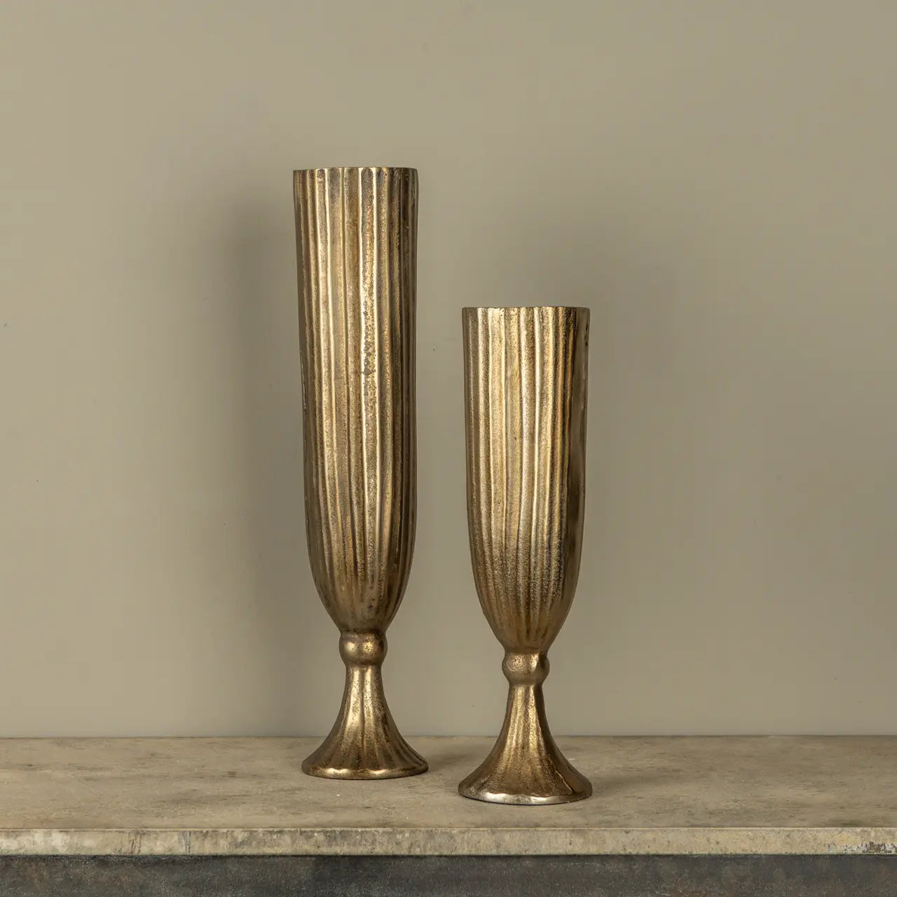 Gold Ribbed Vase
