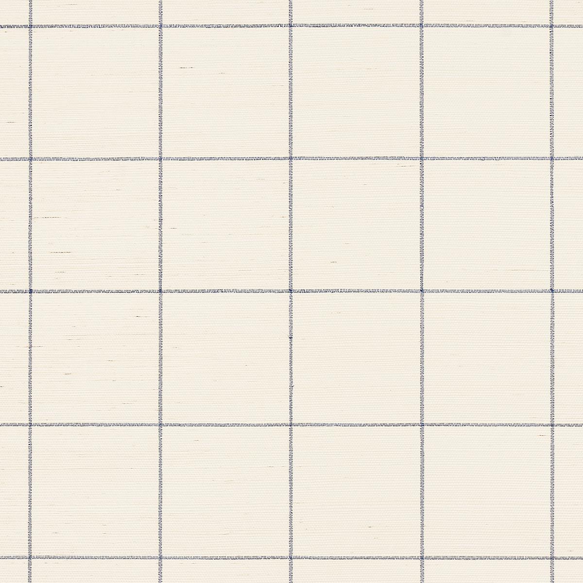 Schumacher Windowpane Embroidered Sisal Wallpaper