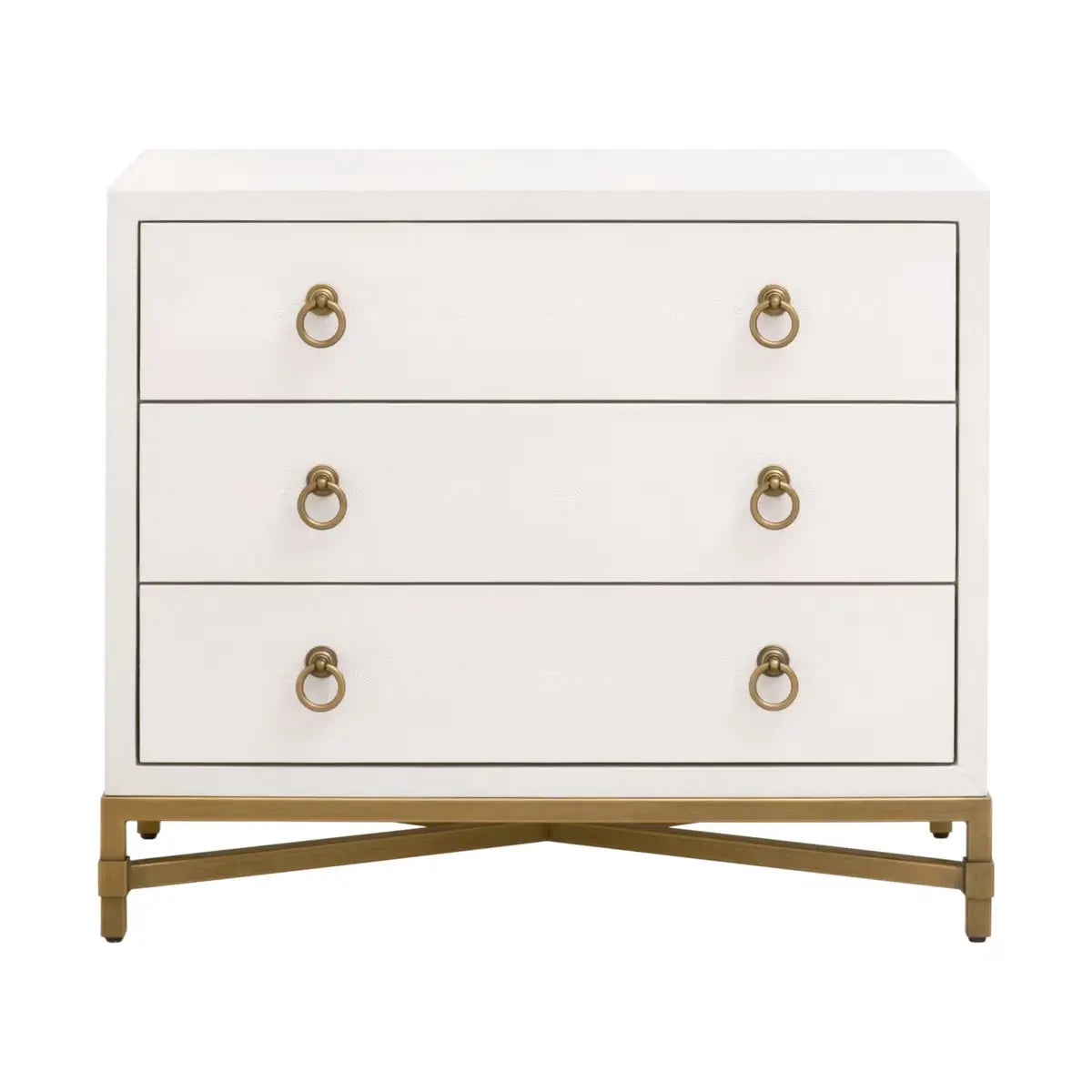 Strand White Shagreen Three Drawer Nightstand