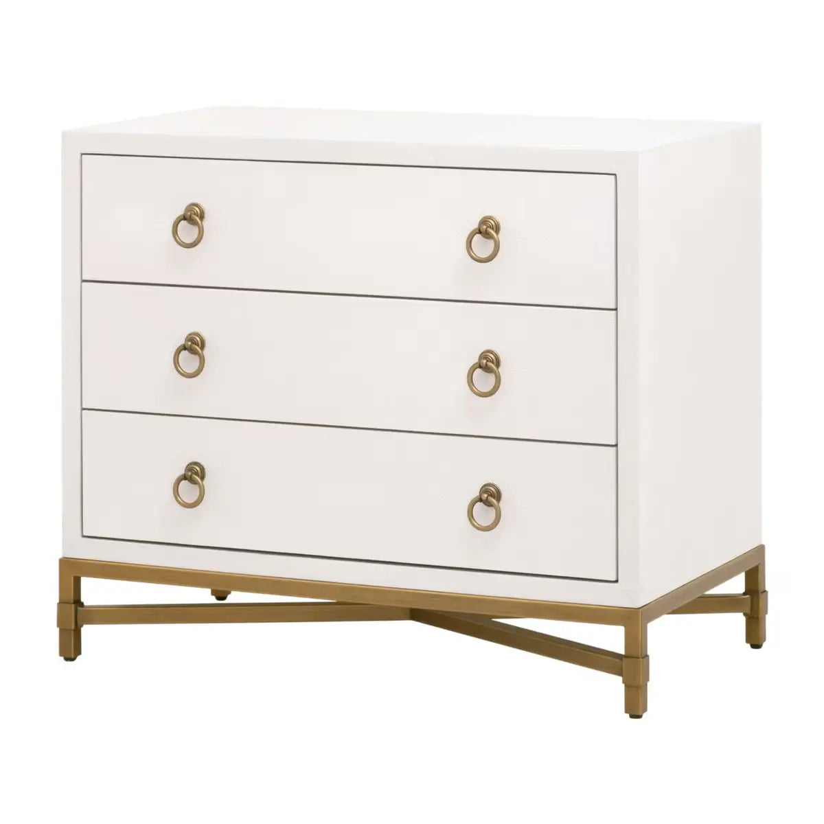 Strand White Shagreen Three Drawer Nightstand