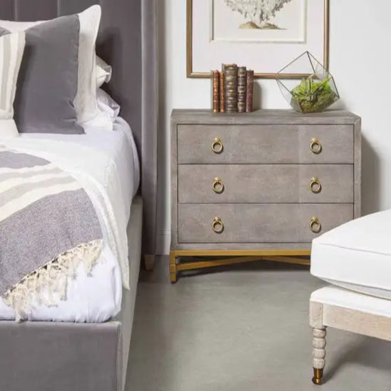 Strand Gray Shagreen Three Drawer Nightstand